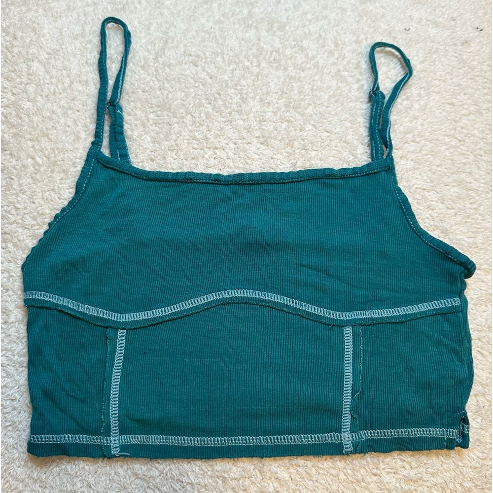 Urban Outfitters Turquoise Cropped Tank Top